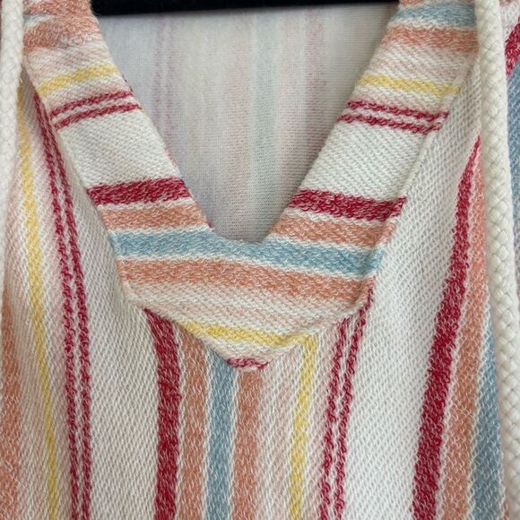 Roxy Colorful Striped Summer Beach Poncho Hoodie, Size Large - Picture 5 of 12
